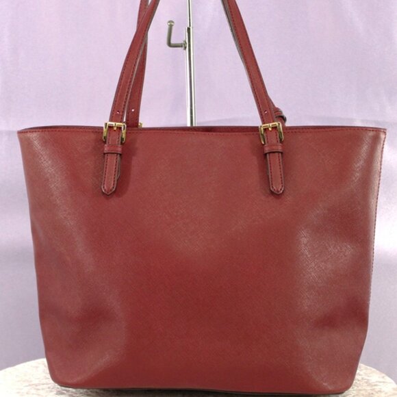 Michael Kors Jet Set Travel Tote & Wallet Set – Dark Red Saffiano Leather - Picture 3 of 17